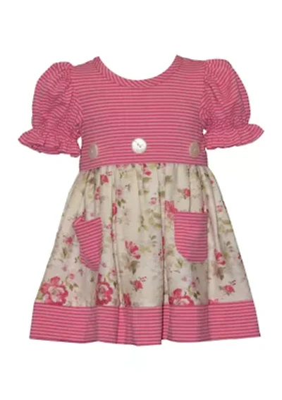 Girls 4-6x Striped Top Floral Skirt Dress