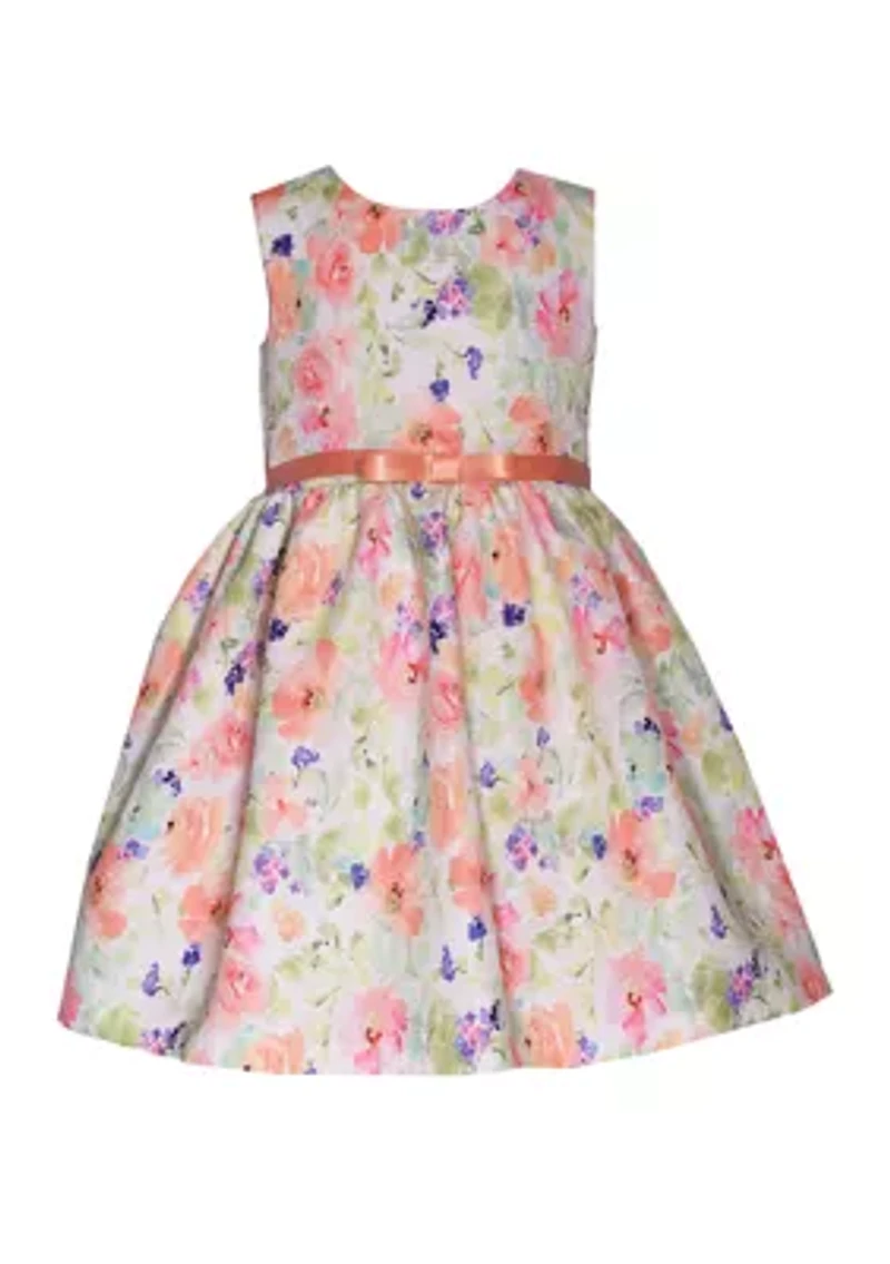 Girls 7-16 Textured Knit Coat and Floral Printed Dress Set