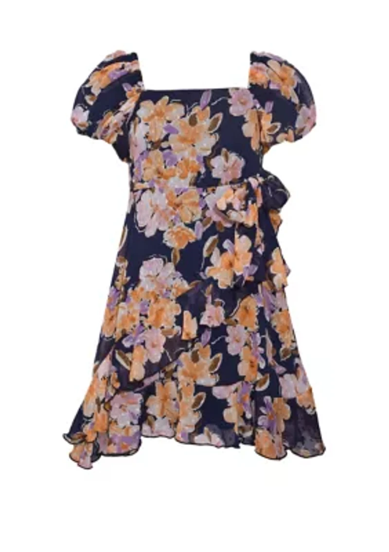 Girls 7-16 Floral Printed Chiffon Dress
