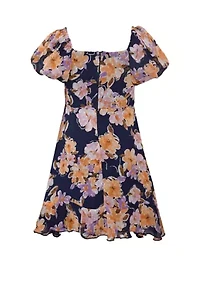Girls 7-16 Floral Printed Chiffon Dress