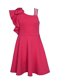 Girls 7-16 One Shoulder Scuba Dress