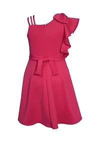 Girls 7-16 One Shoulder Scuba Dress