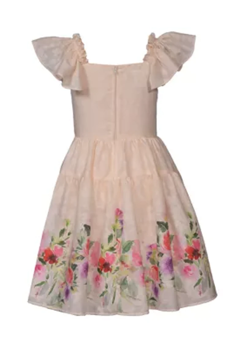 Girls 7-16 Floral Border Printed Dress