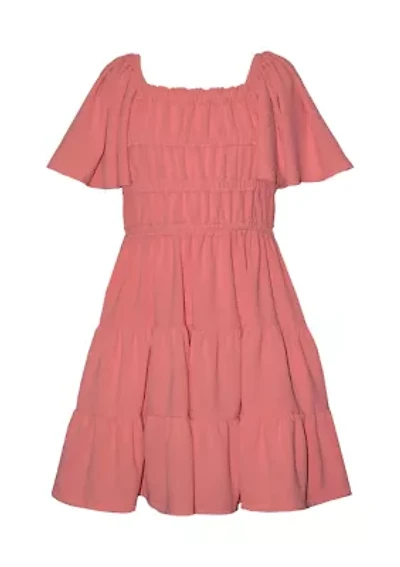 Girls 7-16 Tie Back Tiered Dress