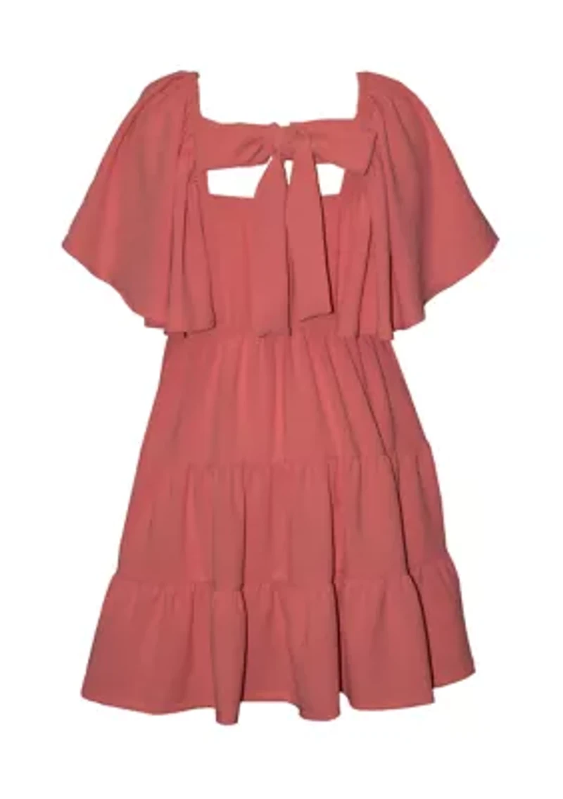Girls 7-16 Tie Back Tiered Dress