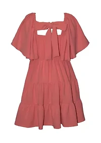 Girls 7-16 Tie Back Tiered Dress