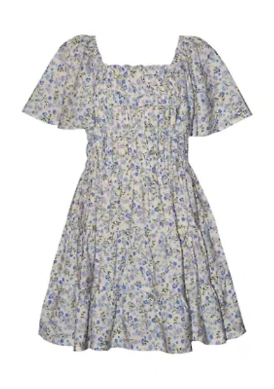 Girls 7-16 Floral Tie Back Tiered Dress
