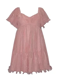 Girls 7-16 Pleated Sparkle Tulle Dress