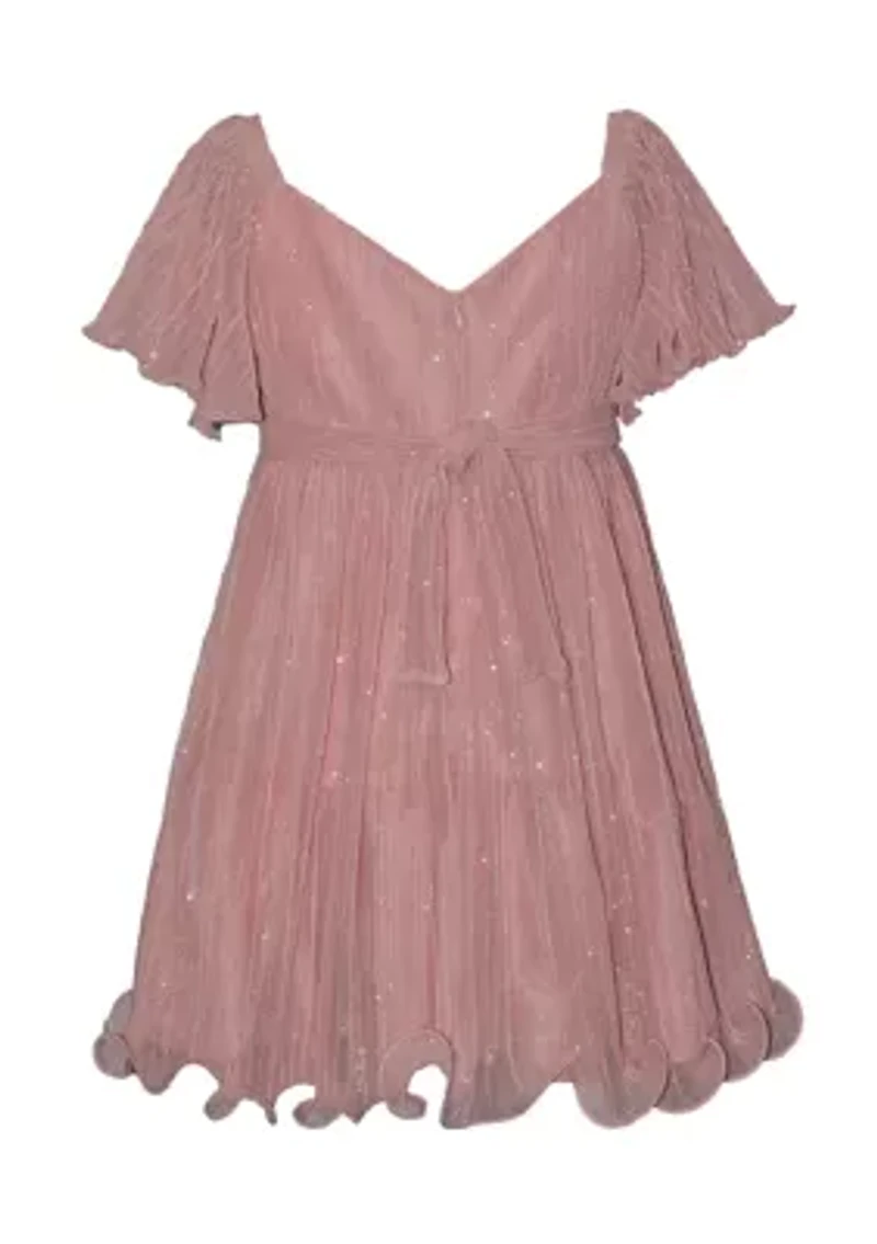 Girls 7-16 Pleated Sparkle Tulle Dress