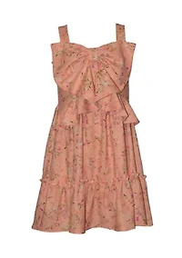 Women's Floral Bow Flounce Dress