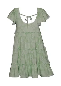 Girls 7-16 Tiered Printed Maxi Dress