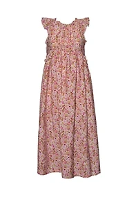 Girls 7-16 Floral Cage Back Maxi Dress