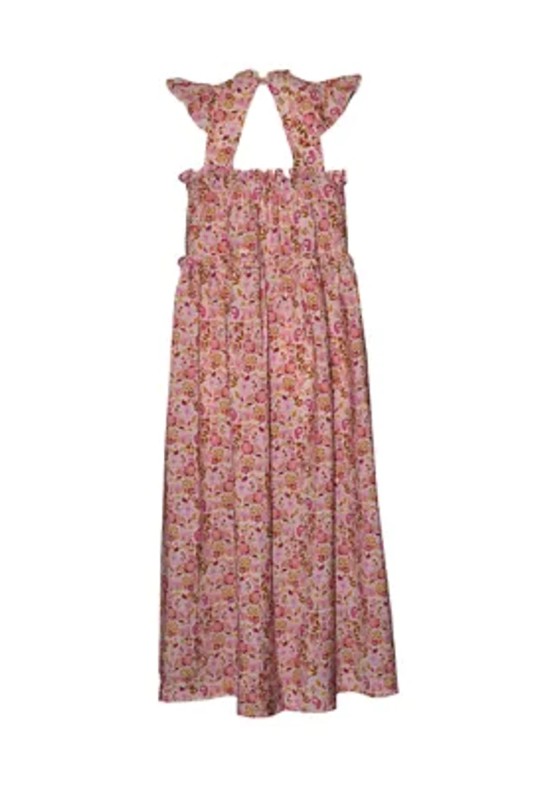 Girls 7-16 Floral Cage Back Maxi Dress