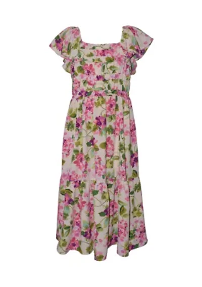 Girls 7-16 Floral Tie Back Maxi Dress