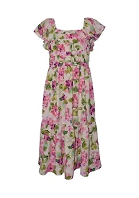 Girls 7-16 Floral Tie Back Maxi Dress
