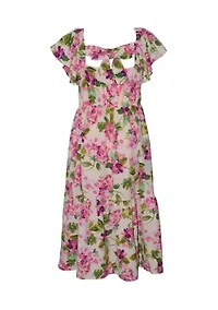 Girls 7-16 Floral Tie Back Maxi Dress