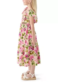 Girls 7-16 Floral Tie Back Maxi Dress
