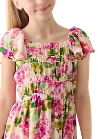 Girls 7-16 Floral Tie Back Maxi Dress