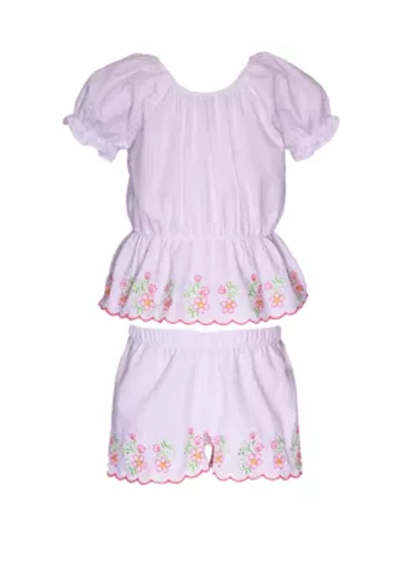 Girls 4-6x Scalloped Hem Top and Shorts Set