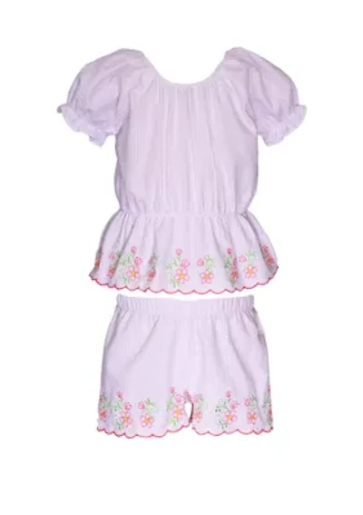 Girls 4-6x Scalloped Hem Top and Shorts Set