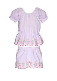Girls 4-6x Scalloped Hem Top and Shorts Set