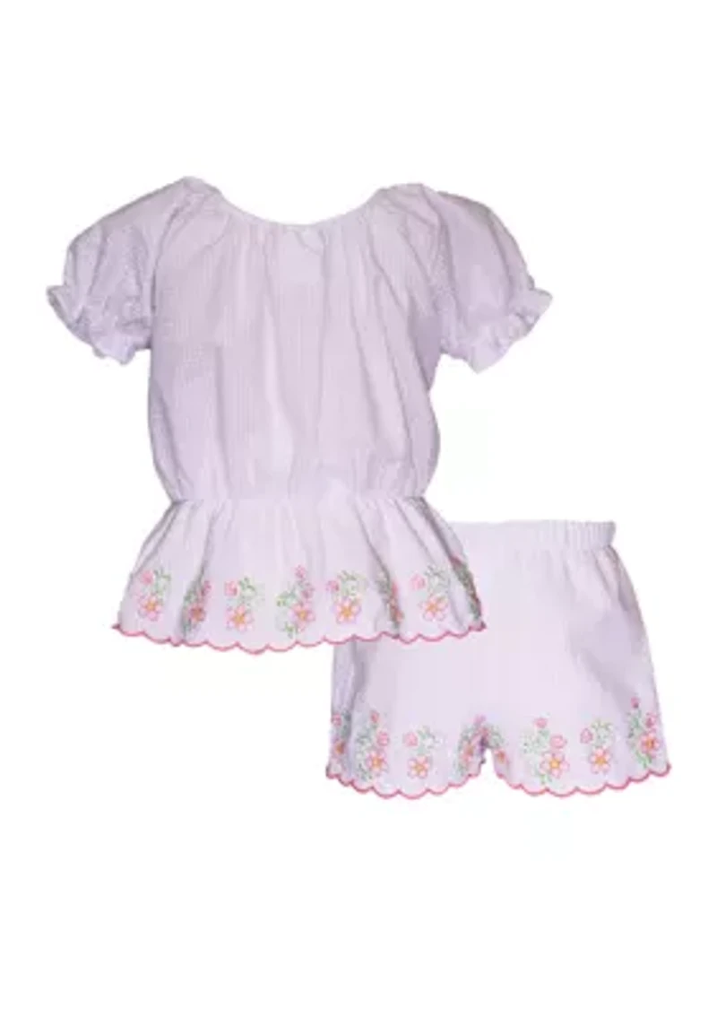 Girls 4-6x Scalloped Hem Top and Shorts Set