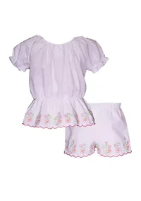 Girls 4-6x Scalloped Hem Top and Shorts Set