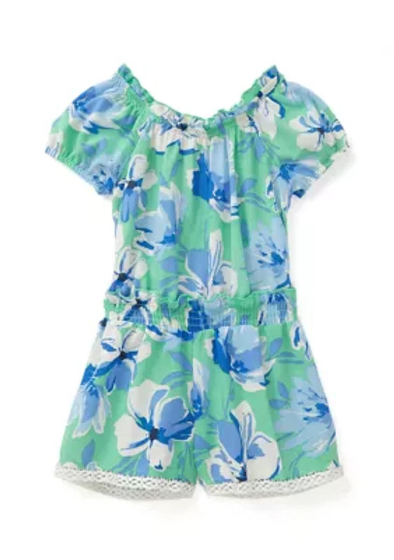 Girls 4-6x Blue Floral Romper