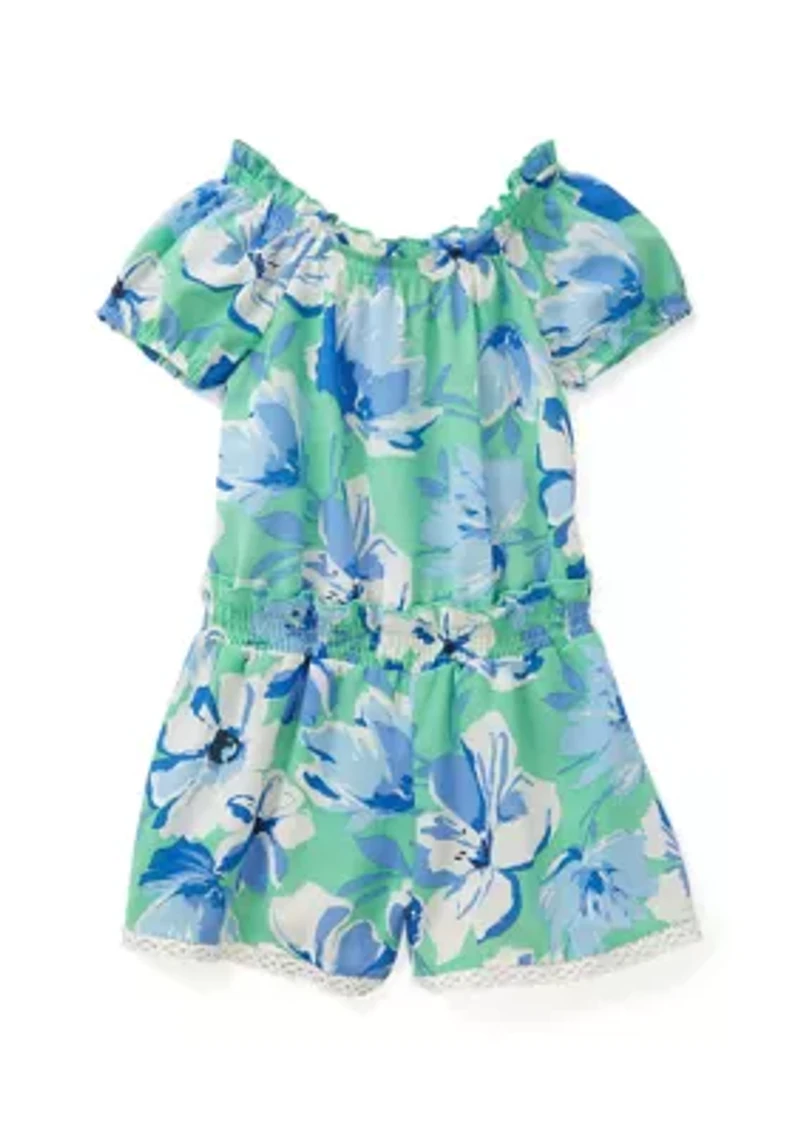 Girls 4-6x Blue Floral Romper