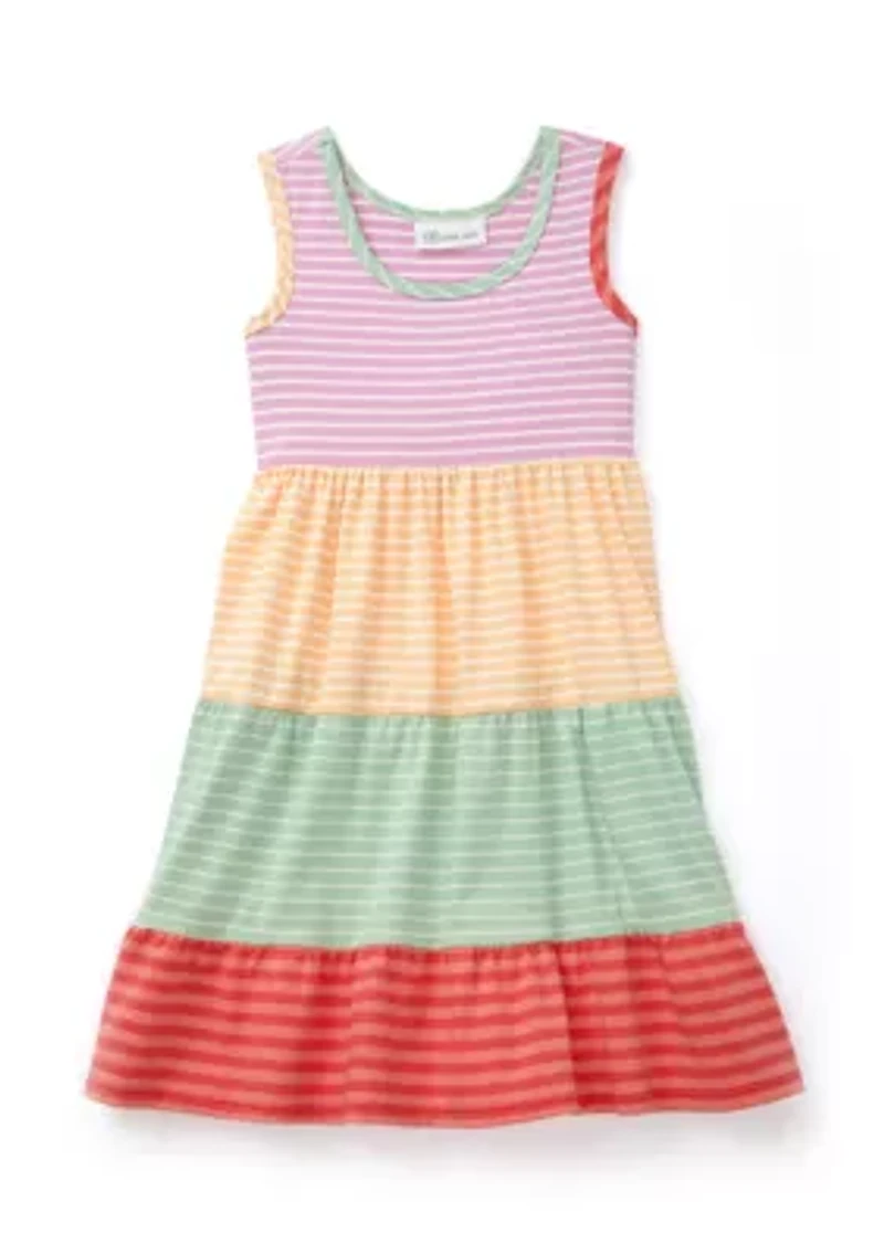 Girls 4-6x Mixed Striped Tiered Dress