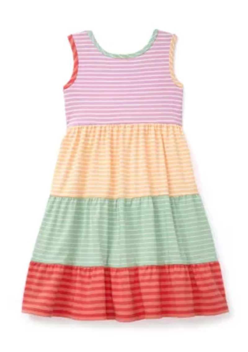 Girls 4-6x Mixed Striped Tiered Dress