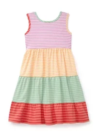 Girls 4-6x Mixed Striped Tiered Dress