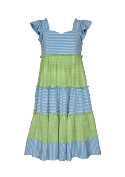 Girls 4-6x Flutter Sleeve Striped Maxi Dress
