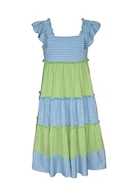 Girls 4-6x Flutter Sleeve Striped Maxi Dress
