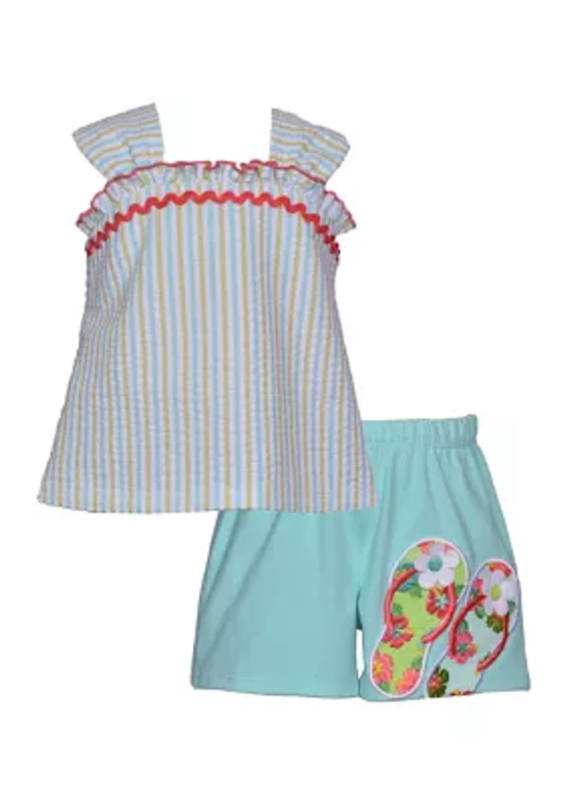 Girls 4-6x Flip Flop Seersucker Top and Shorts Set