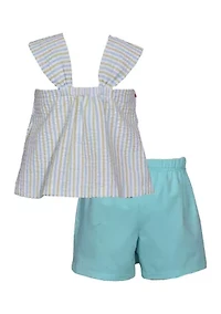 Girls 4-6x Flip Flop Seersucker Top and Shorts Set