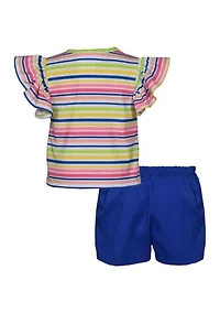 Girls 4-6x Yummy Stripe Top and Fruit Shorts Set