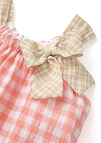 Girls 4-6x Color Blocked Gingham Dress