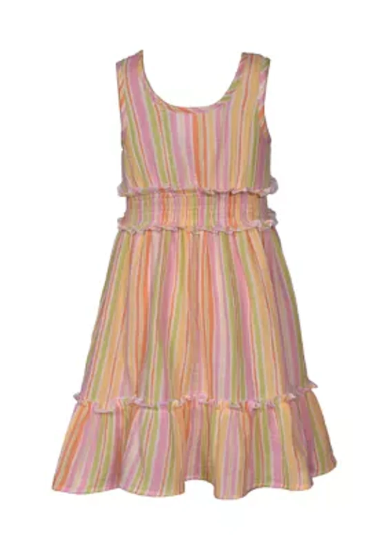 Girls 4-6x Stripe Gauze Smocked Waist Dress
