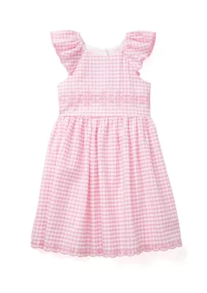 Girls 4-6x Pink Check Embroidered Bodice Dress
