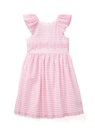 Girls 4-6x Pink Check Embroidered Bodice Dress