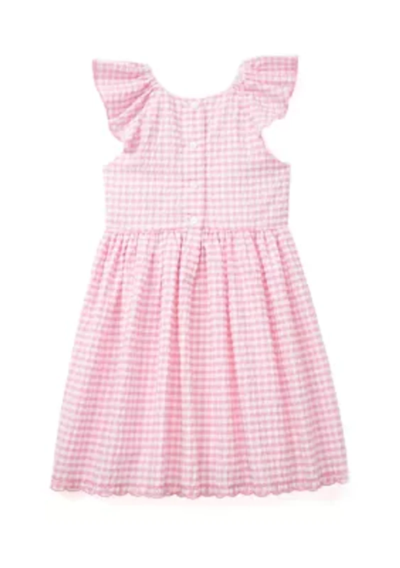 Girls 4-6x Pink Check Embroidered Bodice Dress