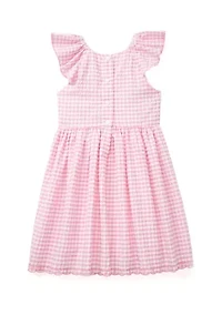 Girls 4-6x Pink Check Embroidered Bodice Dress