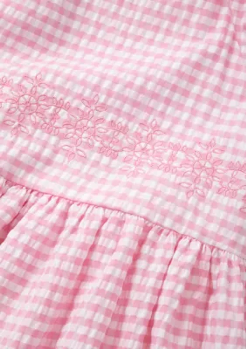 Girls 4-6x Pink Check Embroidered Bodice Dress