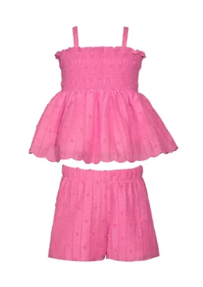 Girls 7-16 Clip Dot Smocked Top