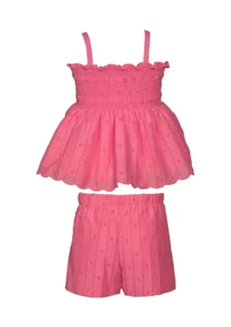 Girls 7-16 Clip Dot Smocked Top