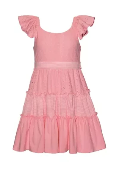 Girls 4-6x Mixed Eyelet Striped Dress