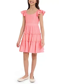 Girls 4-6x Mixed Eyelet Striped Dress