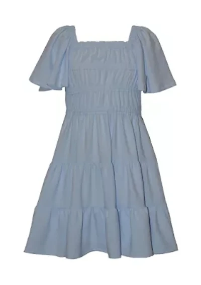Girls 4-6x Flutter Sleeve Bow Back Dress
