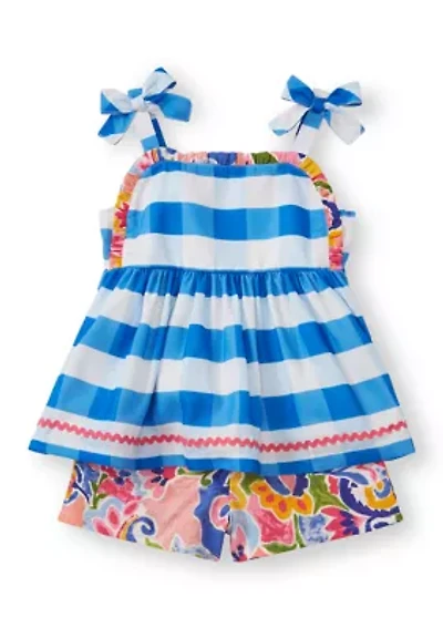 Girls 4-6 Checkered Paisley Shorts Set